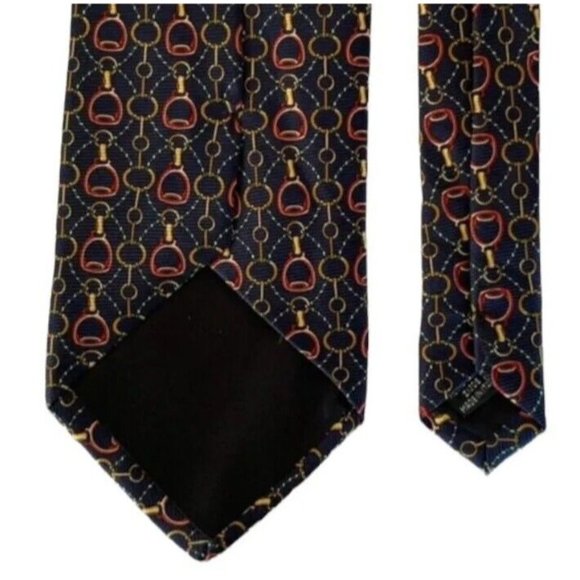 GUCCI Blue Equestrian Accessories Printed Silk Tie Italy 58"/ 3".3/4 EX COND - Picture 4 of 6